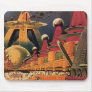 Vintage Science Fiction Futuristic City Flying Car Mouse Pad
