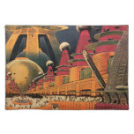 Vintage Science Fiction Futuristic City Flying Car Placemat