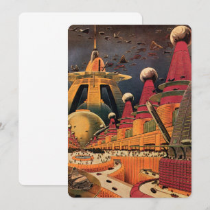 Vintage Science Fiction Futuristic City Invitation