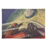 Vintage Science Fiction, Futuristic City on Moon Cloth Placemat