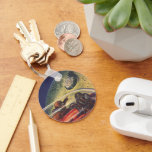Vintage Science Fiction, Futuristic City on Moon Keychain<br><div class="desc">Vintage illustration travel and transportation science fiction image featuring a classic comic book retro sci fi outer space and planets image of astronauts or aliens traveling in a spaceship flying over a futuristic metropolis on the moon.</div>