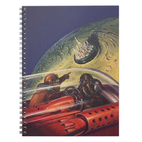 Vintage Science Fiction Futuristic City on Moon Notebook