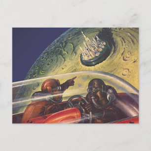 Vintage Science Fiction, Futuristic City on Moon Postcard