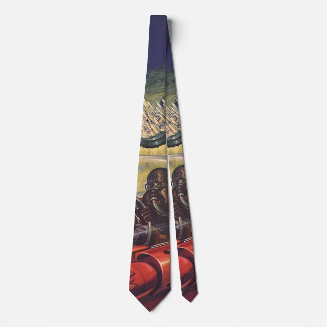 Vintage Science Fiction, Futuristic City on Moon Tie (Front)