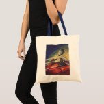 Vintage Science Fiction, Futuristic City on Moon Tote Bag