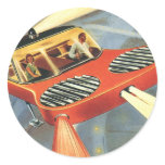 Vintage Science Fiction Futuristic Flying Car Classic Round Sticker
