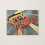 Vintage Science Fiction Futuristic Flying Car Jigsaw Puzzle