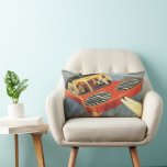 Vintage Science Fiction Futuristic Flying Car Lumbar Pillow