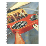 Vintage Science Fiction Futuristic Flying Car Notebook