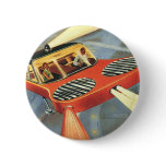 Vintage Science Fiction Futuristic Flying Car Pinback Button
