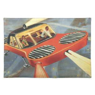 Vintage Science Fiction Futuristic Flying Car Placemat