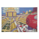 Vintage Science Fiction, Futuristic New York City Cloth Placemat