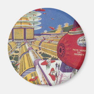 Vintage Science Fiction, Futuristic New York City Magnet