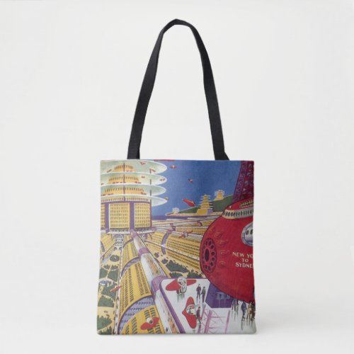 Vintage Science Fiction Futuristic New York City Tote Bag