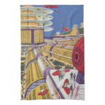 Vintage Science Fiction, Futuristic New York City Towel