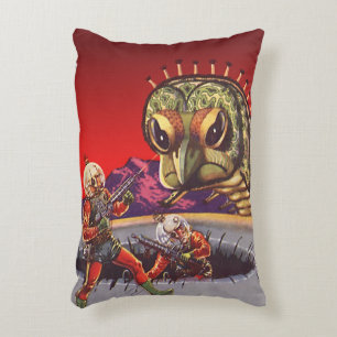 Vintage Science Fiction Giant Centipede Insect War Accent Pillow