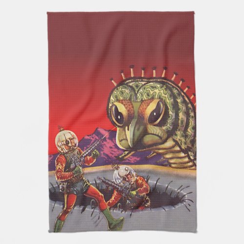 Vintage Science Fiction Giant Centipede Insect War Kitchen Towel