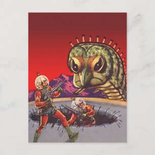 Vintage Science Fiction Giant Centipede Insect War Postcard