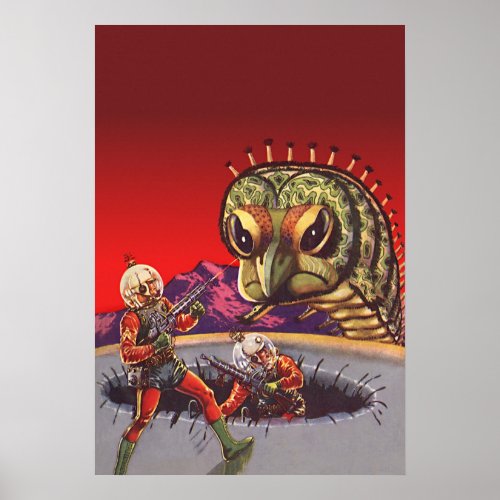 Vintage Science Fiction Giant Centipede Insect War Poster
