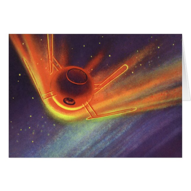Vintage Science Fiction, Glowing Rocket in Space Cards (Front Horizontal)