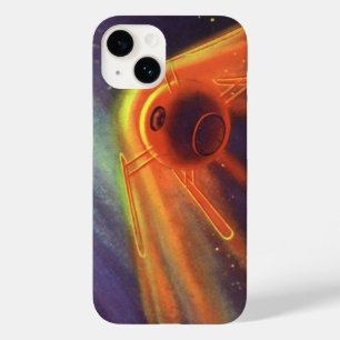 Vintage Science Fiction, Glowing Rocket in Space Case-Mate iPhone 14 Case