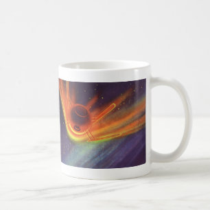 Vintage Science Fiction, Glowing Rocket in Space Coffee Mug
