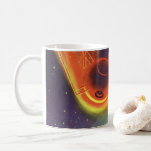 Vintage Science Fiction, Glowing Rocket in Space Coffee Mug