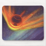 Vintage Science Fiction, Glowing Rocket in Space Mouse Pad