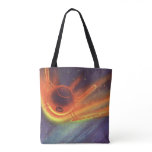Vintage Science Fiction, Glowing Rocket in Space Tote Bag