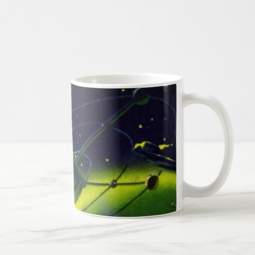 Vintage Science Fiction Green Planet w Spaceship Coffee Mug