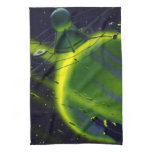Vintage Science Fiction Green Planet w Spaceship Towel