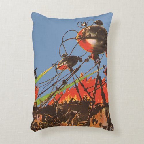 Vintage Science Fiction HG Wells War of the Worlds Accent Pillow