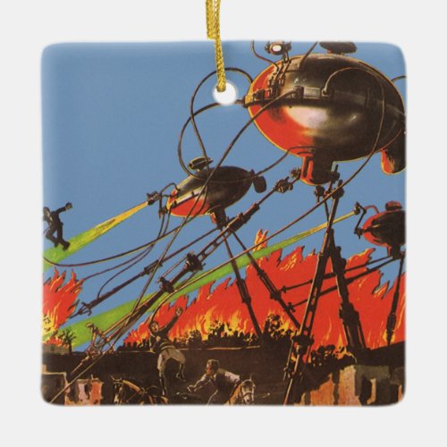 Vintage Science Fiction HG Wells War of the Worlds Ceramic Ornament