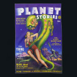 VINTAGE SCIENCE FICTION Kitchen Towel<br><div class="desc">A Vintage Style Kitchen Towel,  with a cover of the the American pulp science fiction magazine Planet Stories,  Spring 1942. The cover artist is Allen Anderson.</div>