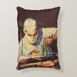 Vintage Science Fiction, Laboratory Mad Scientist Accent Pillow
