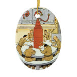 Vintage Science Fiction, Labratory Scientists Eat Ceramic Ornament