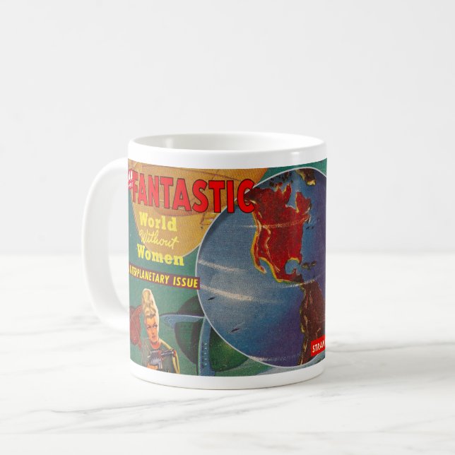 VINTAGE SCIENCE FICTION MAGAZINE COLLAGE  COFFEE MUG (Front Left)