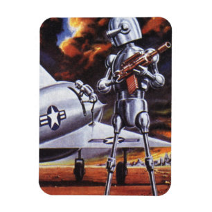 Vintage Science Fiction Military Robot Soldiers Magnet