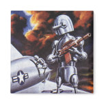 Vintage Science Fiction Military Robot Soldiers Magnet