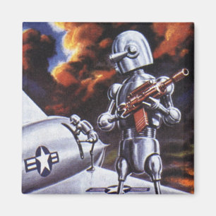 Vintage Science Fiction Military Robot Soldiers Magnet
