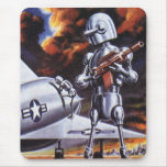 Vintage Science Fiction Military Robot Soldiers Mouse Pad