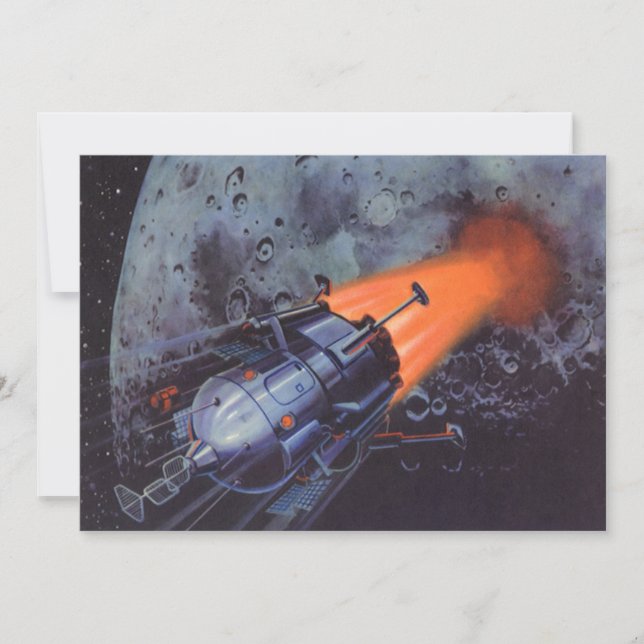 Vintage Science Fiction, Moon Rocket Blasting Off (Front)