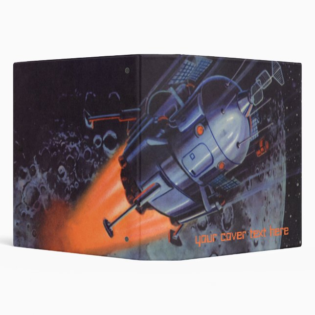 Vintage Science Fiction, Moon Rocket Blasting Off 3 Ring Binder (Background)