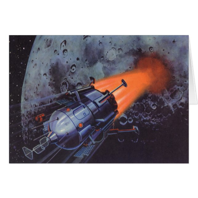 Vintage Science Fiction, Moon Rocket Blasting Off Cards (Front Horizontal)