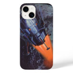 Vintage Science Fiction, Moon Rocket Blasting Off Case-Mate iPhone 14 Case