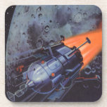 Vintage Science Fiction, Moon Rocket Blasting Off Coaster