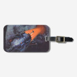 Vintage Science Fiction, Moon Rocket Blasting Off Luggage Tag