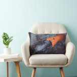Vintage Science Fiction, Moon Rocket Blasting Off Lumbar Pillow