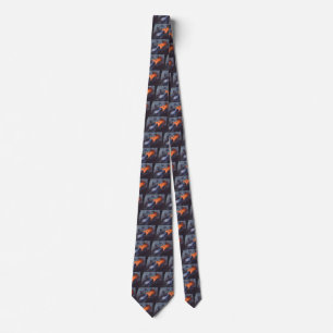 Vintage Science Fiction, Moon Rocket Blasting Off Neck Tie