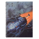 Vintage Science Fiction, Moon Rocket Blasting Off Notebook